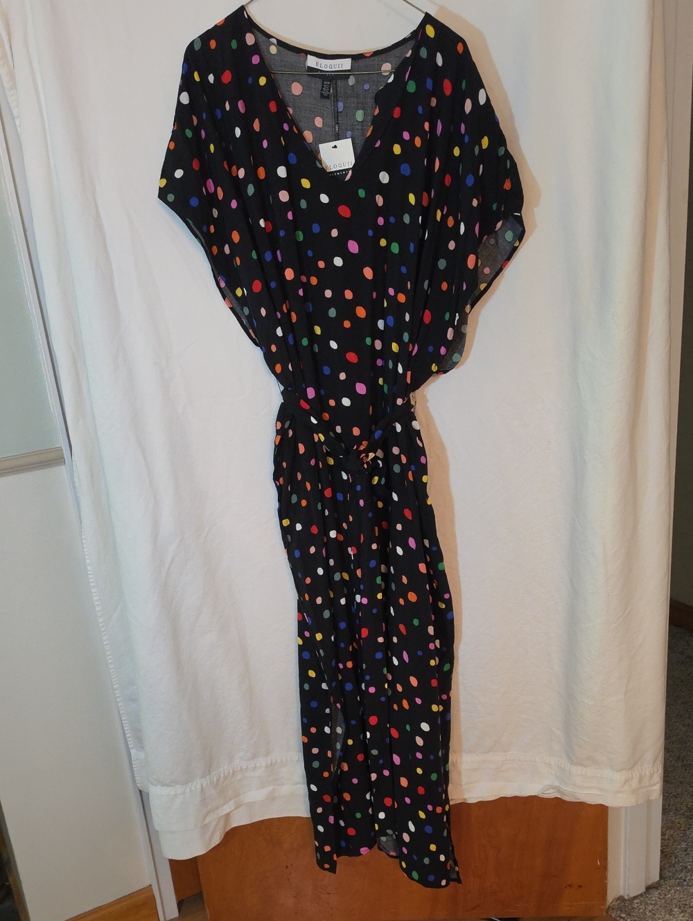 Eloquii Black Dress with Multicolor Polka Dots